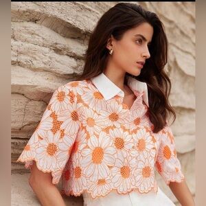 Vibrant Floral Lace Crop Top – Perfect Summer Essential! 🧡🧡